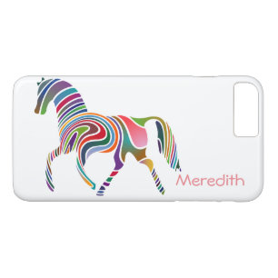 Capa iPhone 8 Plus/7 Plus Cavalo mágico de cor cinza arco-íris