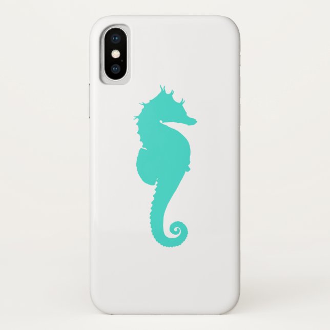 Capa Para iPhone, Case-Mate Cavalo-Marinho Turquesa em Branco (Verso)