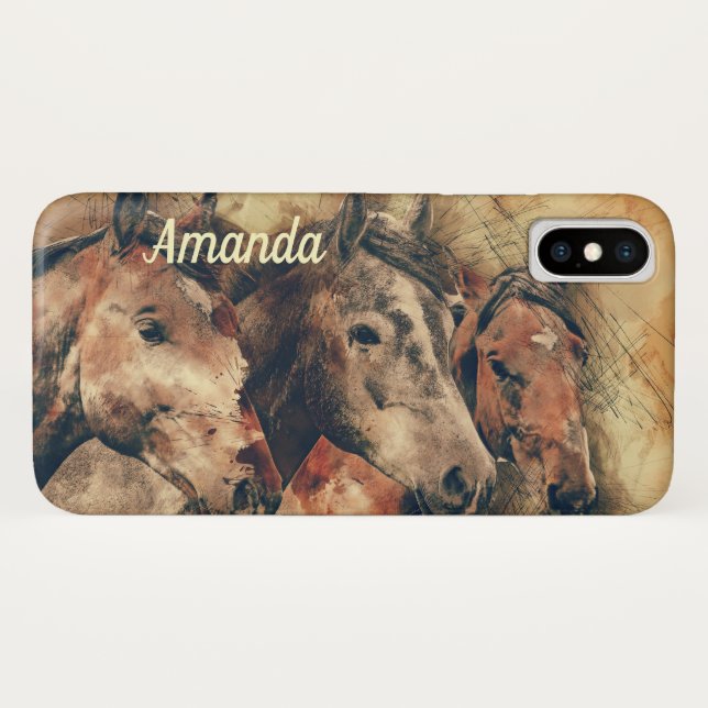 Capa Para iPhone, Case-Mate Cavalos castanhos (Verso (Horizontal))