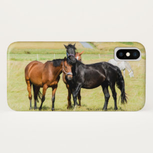 Capa Para iPhone X Cavalos no pasto 003