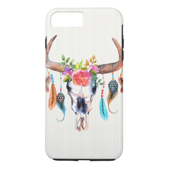 Capa Para iPhone, Case-Mate Caveira De Buffalo Com Penas E Flores (Verso)