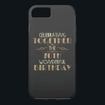 Capa iPhone 8/7 celebrating the 70th birthday<br><div class="desc">Decorative 70th special birthday with phrase as Celebrating Together The 70th Wonderful Birthday. Vintage distressed ornamental shapes. Happy 70th birthday for celebrating the birthday of your loved ones for example your grandma,  grandpa,  father,  mother,  uncle or aunt. Happy 70th birthday gift idea.</div>