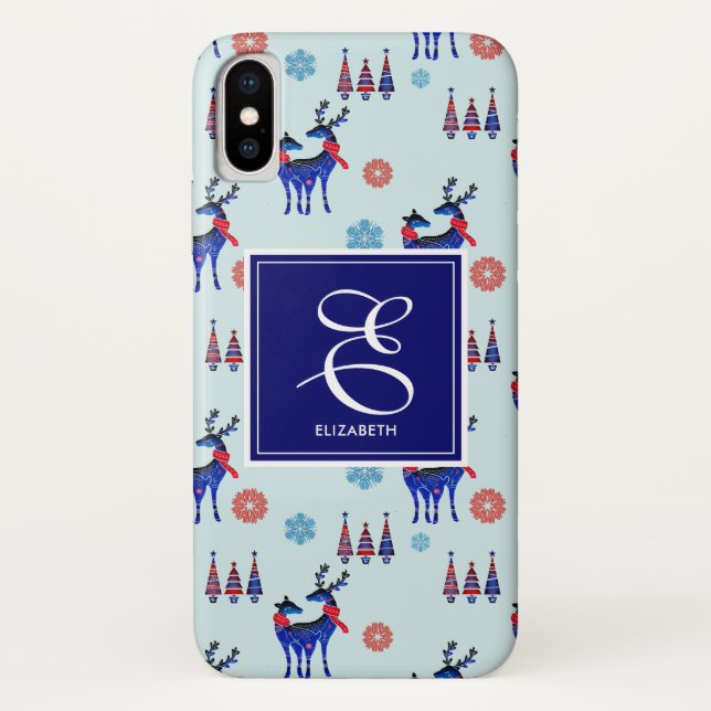 Capa Para iPhone, Case-Mate Cerveja, Árvores de Natal e Flocos de Neve com Mon (Verso)