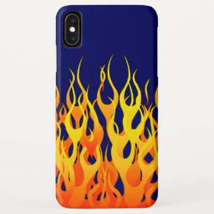 Capa Para iPhone XS Max Chamas de Corrida Clássica Fogo em Azul Marinho