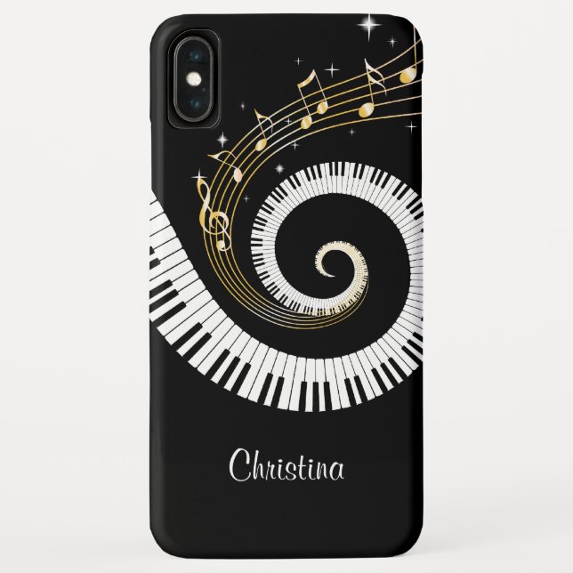Capa Para iPhone, Case-Mate Chaves customizáveis do piano e notas Dourados da (Verso)