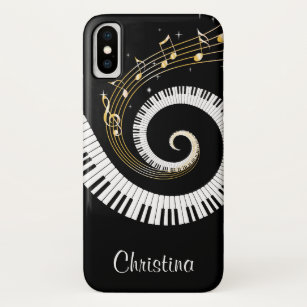 Capa Para iPhone Da Case-Mate Chaves customizáveis do piano e notas Dourados da