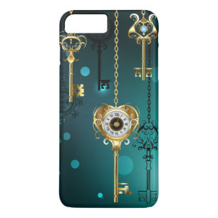 Capa iPhone 8 Plus/7 Plus Chaves de Esqueleto Anticas em Fundo Verde
