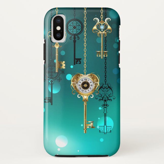Capa Para iPhone, Case-Mate Chaves de Esqueleto Anticas em Fundo Verde (Verso)