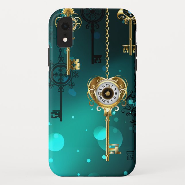 Capa Para iPhone, Case-Mate Chaves de Esqueleto Anticas em Fundo Verde (Verso)