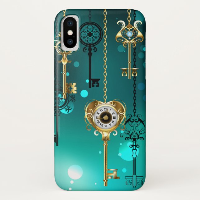 Capa Para iPhone, Case-Mate Chaves esqueleto antigas em fundo verde (Verso)