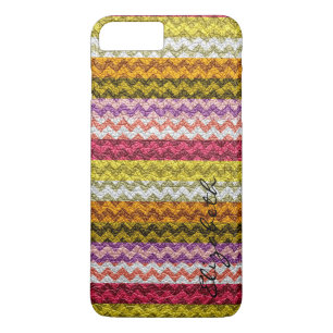 Capa iPhone 8 Plus/7 Plus Chevron multicolorido de couro listra o teste
