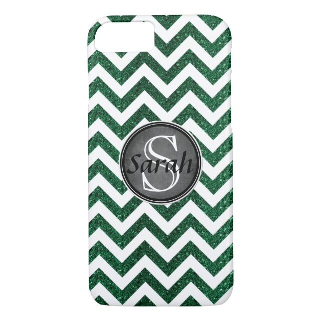 Capa Para iPhone, Case-Mate Chevron Nameplate - Kelly Green Glitter (Verso)