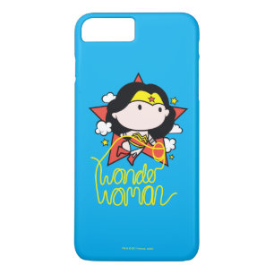 Capa iPhone 8 Plus/7 Plus Chibi Mulher Maravilha Voando Com Laço