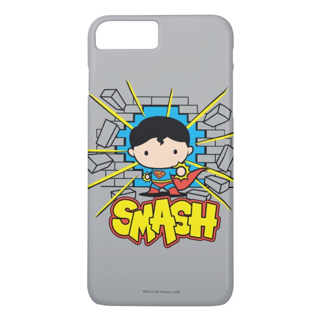 Capa Para iPhone, Case-Mate Chibi Superman Smashing Através da Parede de tijol (Verso)