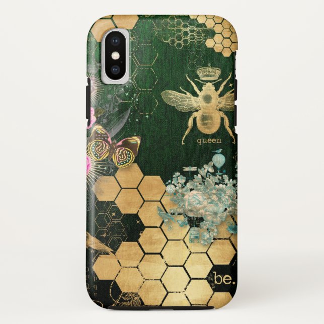 Capa Para iPhone, Case-Mate Chic francês, vitoriano, abelha, floral, folha de  (Verso)