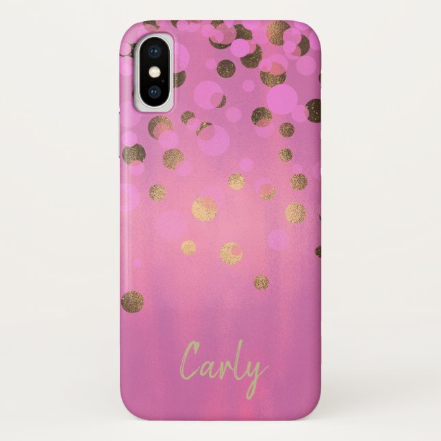 Capa Para iPhone, Case-Mate Chic Pink e Dourado iPhone X Case (Verso)