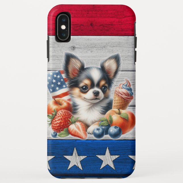 Capa Para iPhone, Case-Mate Chihuahua Fruta Patriótica EUA Cabelo Longo Chihua (Verso)
