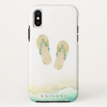 Capa Para iPhone Da Case-Mate Chinelos botânicos da praia da aguarela<br><div class="desc">Os chinelos embellished botânicos da ilha tropical elegante da aguarela com Sandy Beach acentuam,  personalizado com nome,  capas de iphone.</div>