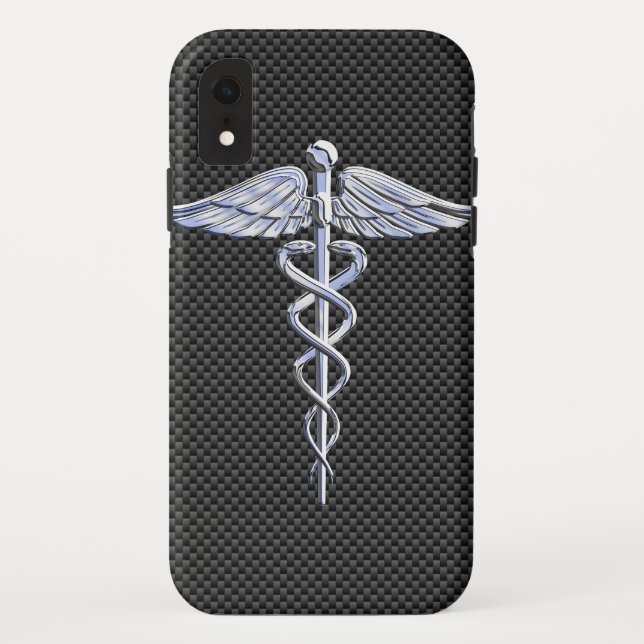 Capa Para iPhone, Case-Mate Chrome Caduceus Símbolo Médico Fibra de Carbono Im (Verso)