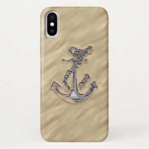 Capa Para iPhone X Chrome Rope Anchor na Praia Decor