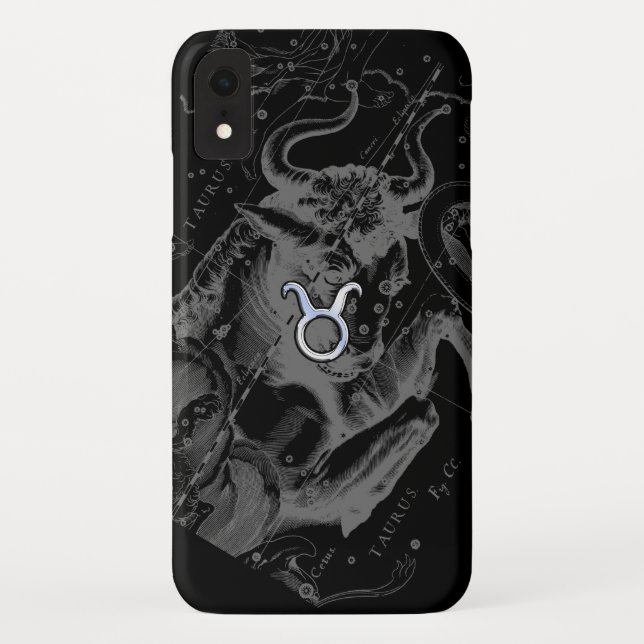 Capa Para iPhone, Case-Mate Chrome Style Taurus Zodiac Sinal em Hevelius Black (Verso)