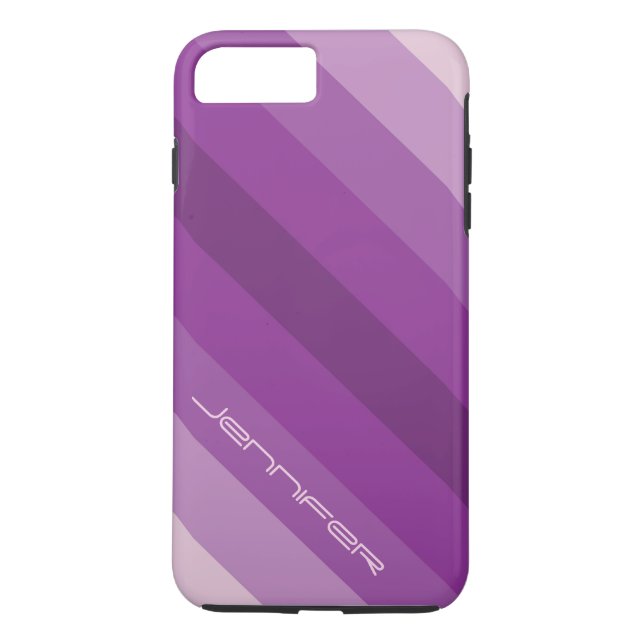 Capa Para iPhone, Case-Mate Cinco Listras Diagonais Roxas com Nome Personaliza (Verso)