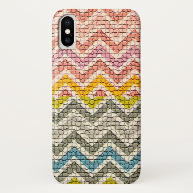 CAPA PARA iPhone, Case-Mate  CINZA BRANCA AMARELA AZUL MOSAIC CHEVRONS (Verso)