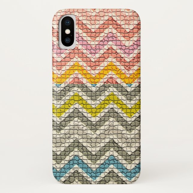 CAPA PARA iPhone, Case-Mate  CINZA BRANCA AMARELA AZUL MOSAIC CHEVRONS (Verso)
