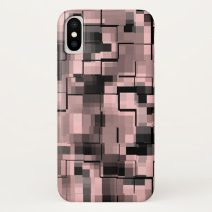 Capa Para iPhone X Cinza branco preto-e-rosa-pálido abstrato