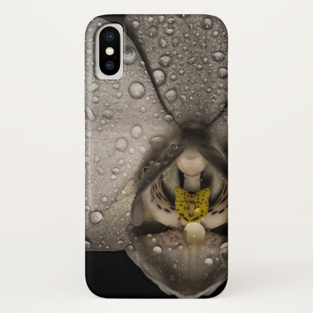 Capa Para iPhone, Case-Mate Cinza de flor de orquídea escura (Verso)