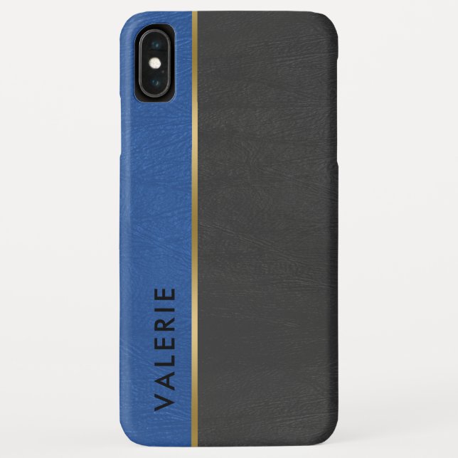 Capa Para iPhone, Case-Mate Cinza e couro azul-vegetação (Verso)