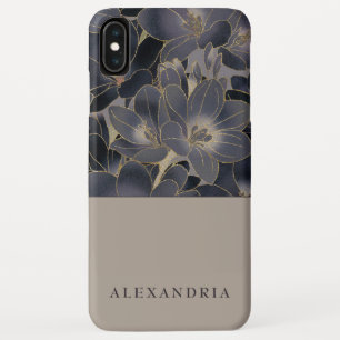Capa Para iPhone Da Case-Mate Cinza e Marinho Azul Floral  Personalizado