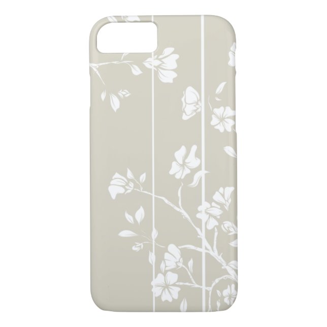 Capa Para iPhone, Case-Mate Cinza Elegante e Floral Branco (Verso)