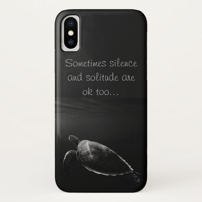 Capa Para iPhone, Case-Mate Cinza Escura Nadando Tartaruga, silêncio. (Verso)