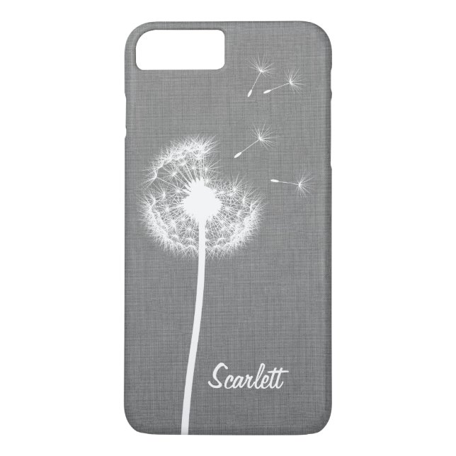 Capa Para iPhone, Case-Mate Cinza Linen Dandelion Monogrammed iPhone 7 Plus (Verso)