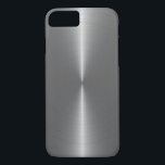 Capa iPhone 8/7 Cinza Metálica Faux Aço Inoxidável<br><div class="desc">Cinzas metálicas brilhantes de prata de fundo,  aspecto fino de aço inoxidável</div>