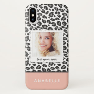 Capa Para iPhone Da Case-Mate Cinza moderna e foto da safra de impressão do leop