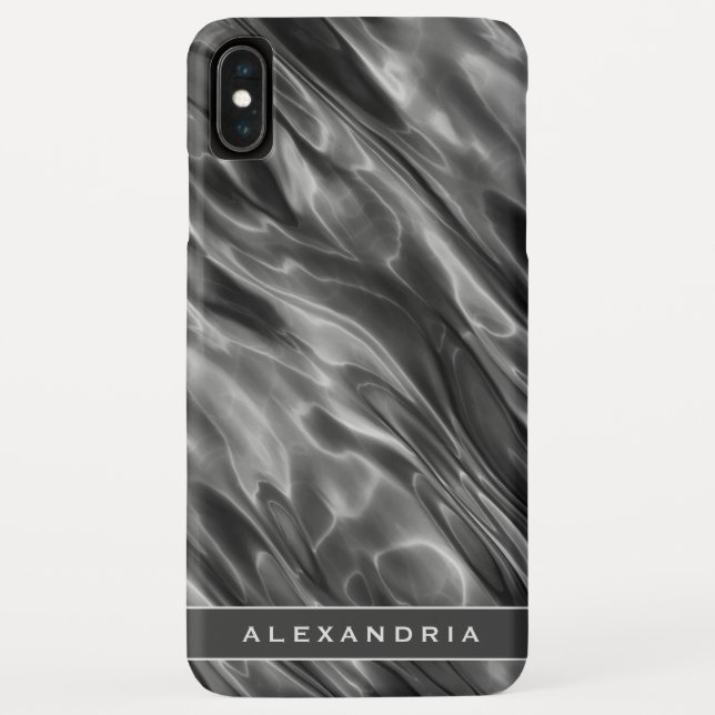 Capa Para iPhone, Case-Mate Cinza Moderna Satin Impressão | Monograma ou Nome (Verso)