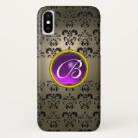 CINZA NEGRA DAMASK PURPLE GEM MONOGRAM
