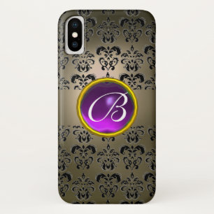CAPA PARA iPhone DA Case-Mate CINZA NEGRA DAMASK PURPLE GEM MONOGRAM
