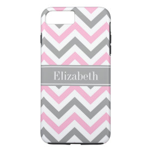 Capa iPhone 8 Plus/7 Plus Cinza Rosa-Cola Branca LG Chevron Cinza Monograma