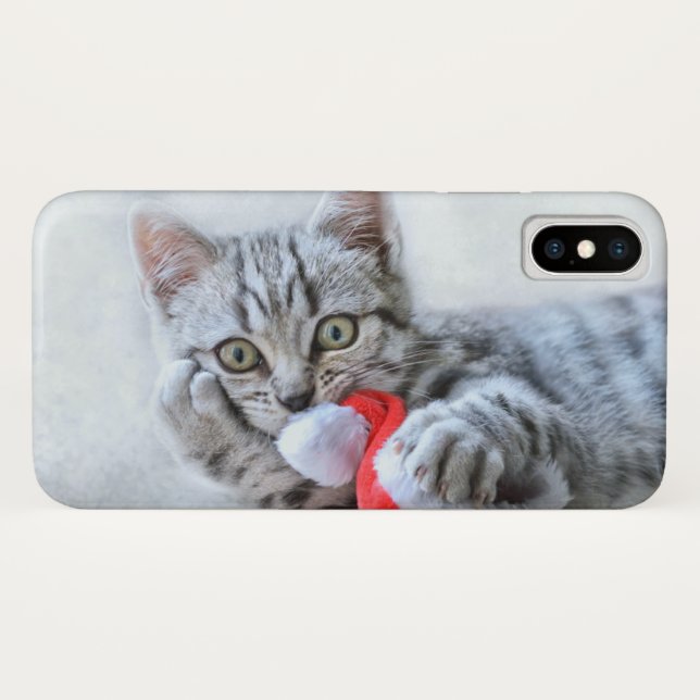 Capa Para iPhone, Case-Mate Cinzas bonitas por gato com Natal (Verso (Horizontal))