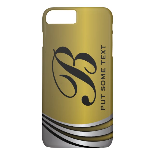 Capa Para iPhone, Case-Mate Cinzas de prata metálica e monograma de ouro (Verso)