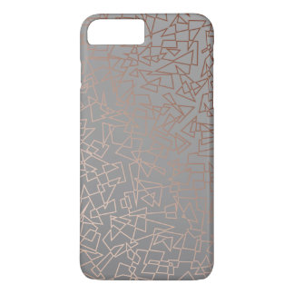 Capa iPhone 8 Plus/7 Plus Cinzas geométricas de rosa de ouro Elegante