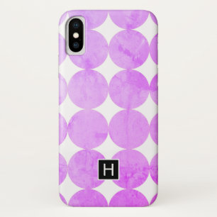 Capa Para iPhone X Círculos Roxos Modernos   Monograma
