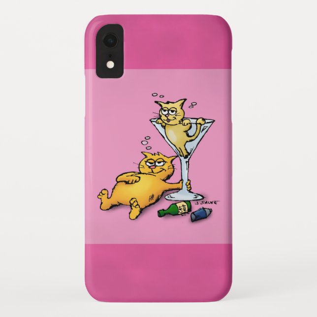 Capa Para iPhone, Case-Mate Cocktails & Gatinhas Cartoon Rosa (Verso)
