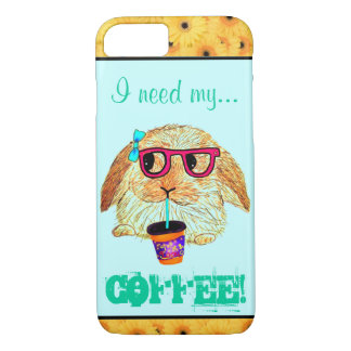 Capa iPhone 8/7 Coelho do hipster com café