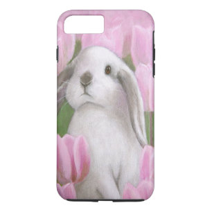 Capa iPhone 8 Plus/7 Plus Coelho & tulipas