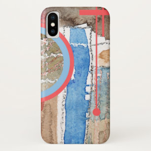 Capa Para iPhone X colagem da arte abstracta, meios mistos e aguarela