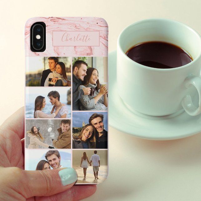 Capa Para iPhone, Case-Mate Colagem de Fotografias Personalizada 7 no Marble R (Criador carregado)